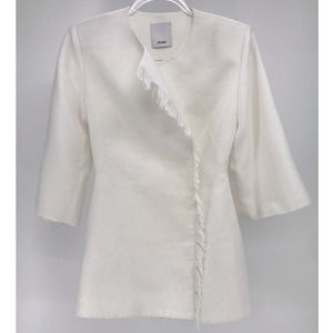 Acler White Fringe Trim Half Sleeve Blazer Size 4